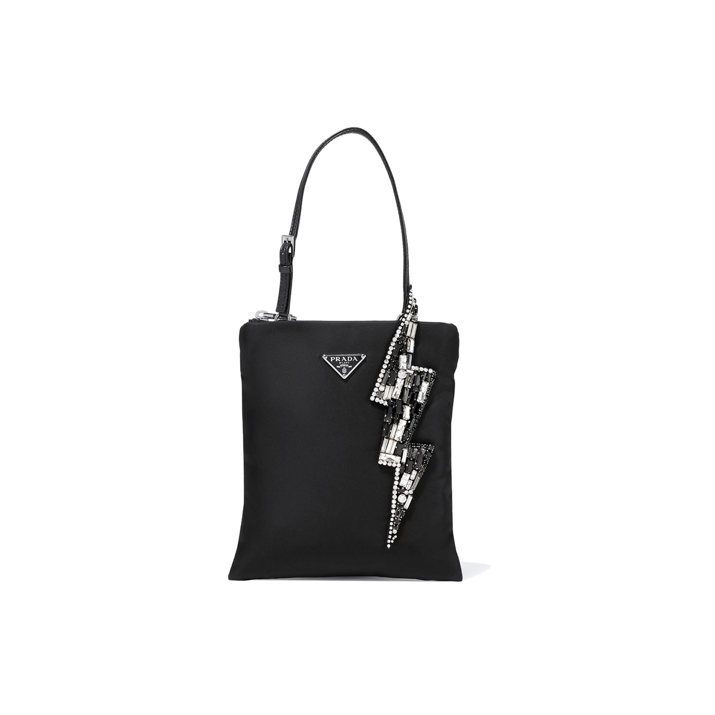 Pra*a lightning bolt embellished nylon bag (18.5*17cm)